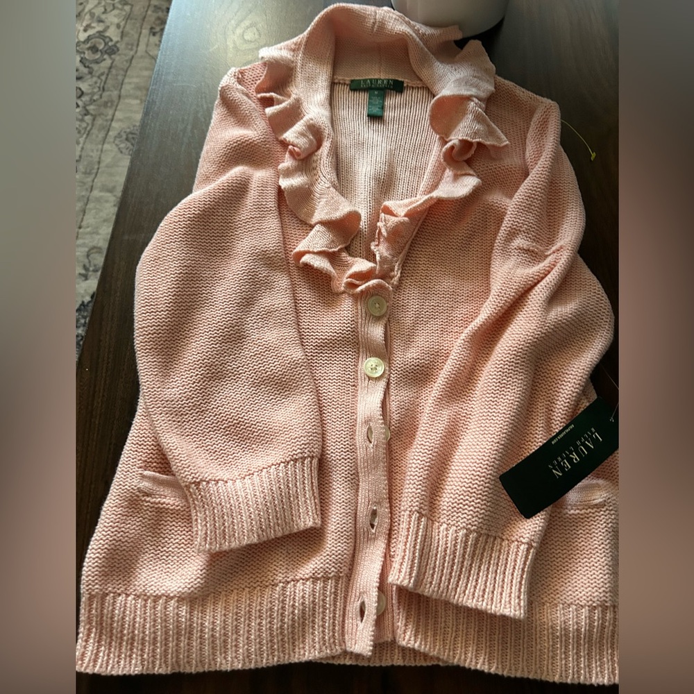 Lauren Ralph Lauren Soft Pink Ruffled Sweater
